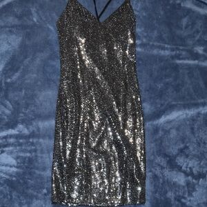 Chocolate Black Sequin Mini Dress